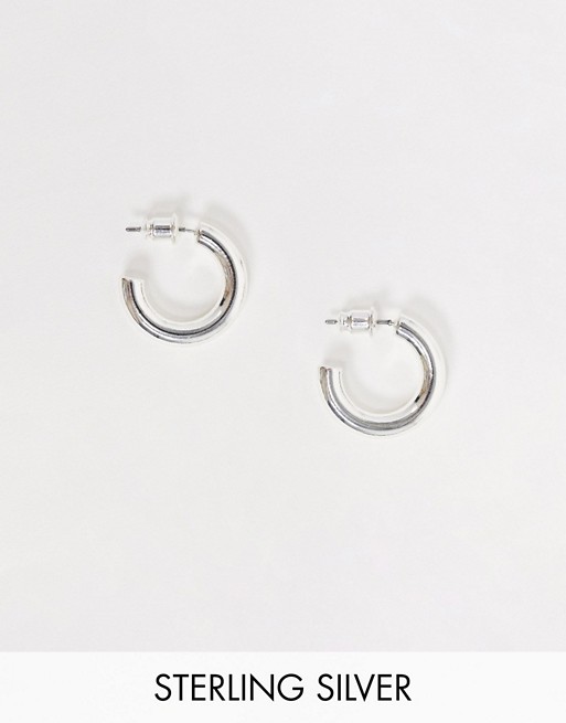 Orelia mini chunky hoop earrings in silver plated
