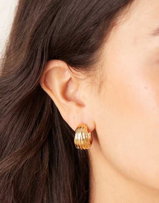 Orelia - Mini créoles épaisses texturées en plaqué or 18 carats