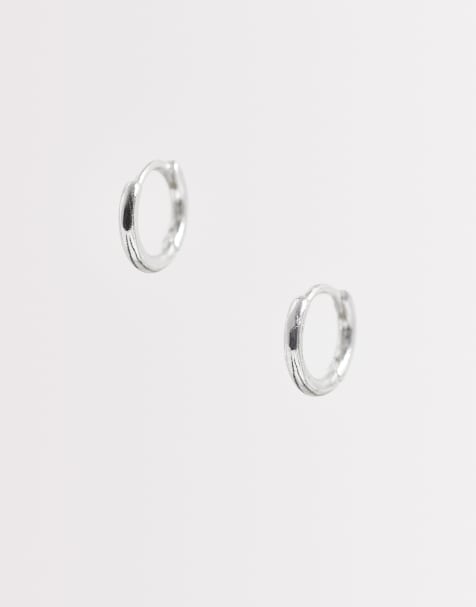 Orelia Mini micro hoop earrings in silver - view 1