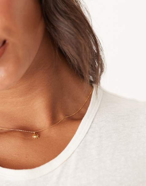 Orelia mini molten sun charm necklace in 18k gold plated - view 1