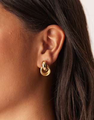 Orelia Orelia mini textured interlocking doorknocker earrings in 18k gold plated