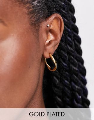 Orelia minimal hoop earring in gold plate