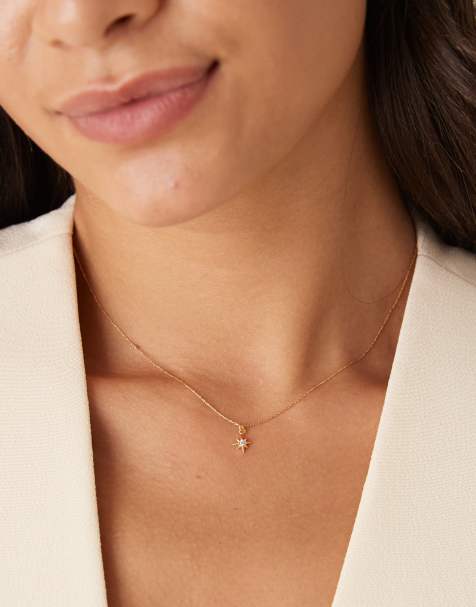 Orelia mirco starburst fine chain necklace in gold plated - view 1