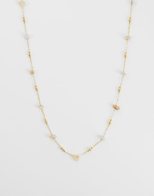 Orelia mixed chip and bead necklace in 18k gold plated, 2 of 4