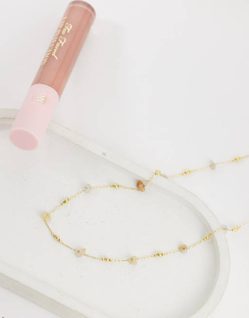 Orelia mixed chip and bead necklace in 18k gold plated, 3 of 4