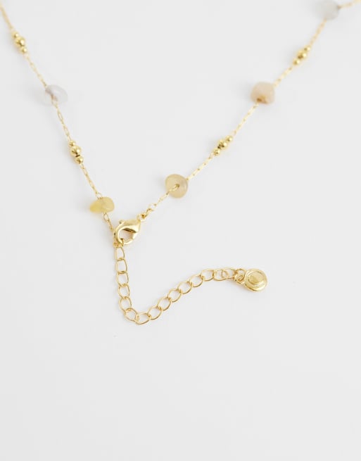 Orelia mixed chip and bead necklace in 18k gold plated, 4 of 4