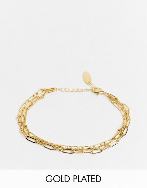 Orelia mixed multirow chain bracelet in gold plate