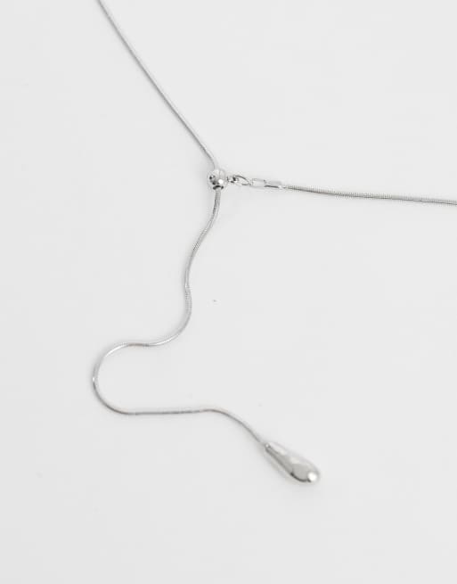 Orelia molten bar adjustable necklace in silver plated, 3 of 4