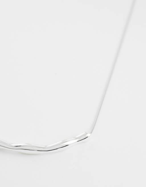 Orelia molten bar adjustable necklace in silver plated, 4 of 4