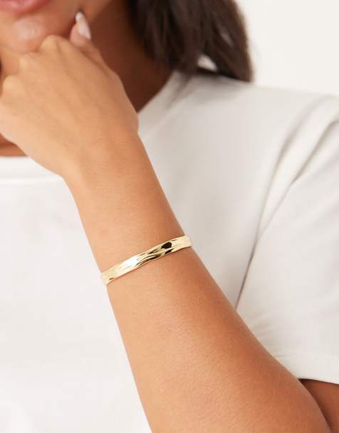 Orelia molten cuff bangle bracelet in 18k gold plated - view 1