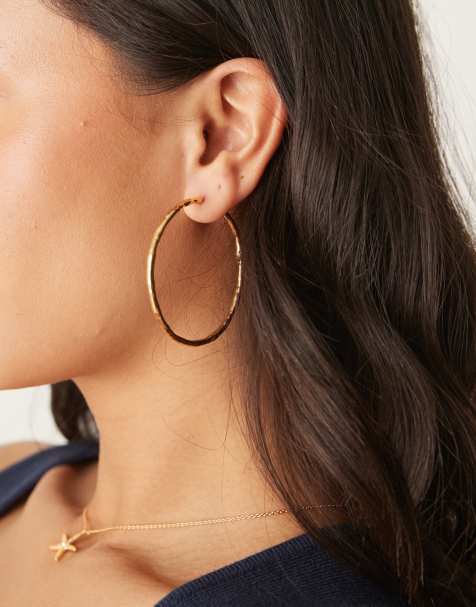 Orelia molten large hoops in 18ct gold plated - view 1