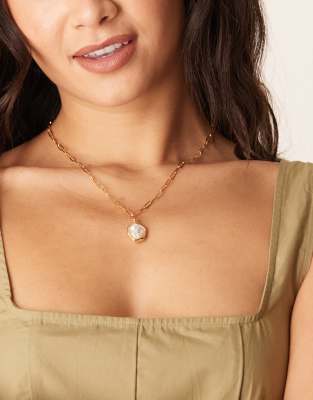 Orelia Orelia molten pearl pendant necklace in 18k gold plated