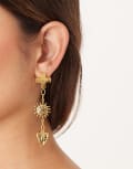 [Orelia] Orelia molten statement charm drop earrings in 18k gold plated No Size Pale Gold
