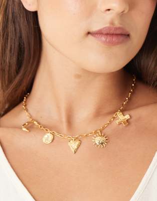 Orelia Orelia molten statement charm necklace in 18k gold plated
