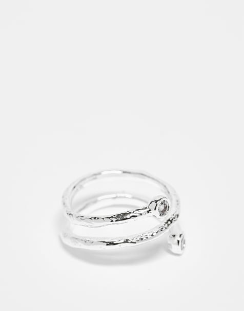 Orelia motel crystal wrap ring in sterling silver - view 1