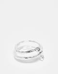 [Orelia] Orelia Motel crystal wrap ring in sterling silver S-M Silver