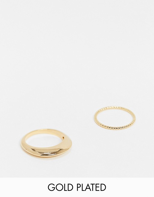Orelia multipack dome and patterned ring in gold plated