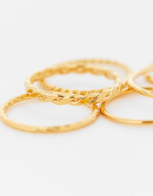 Orelia - Multipack van 6 gemixte ringen met 18k vergulding , 2 van 4