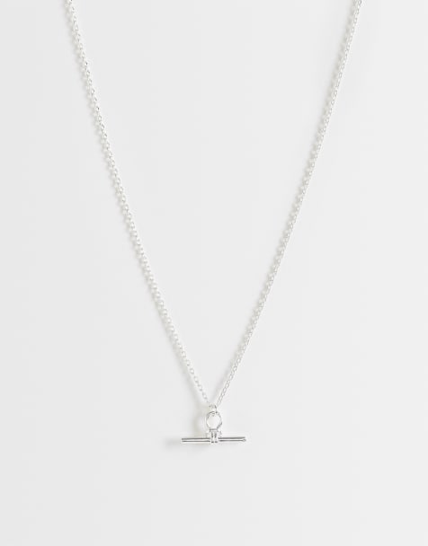 Orelia nätt T-bar-halsband med knut i silverpläterat - view 1