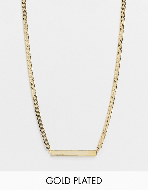 Orelia necklace in gold plate with flat curb bar