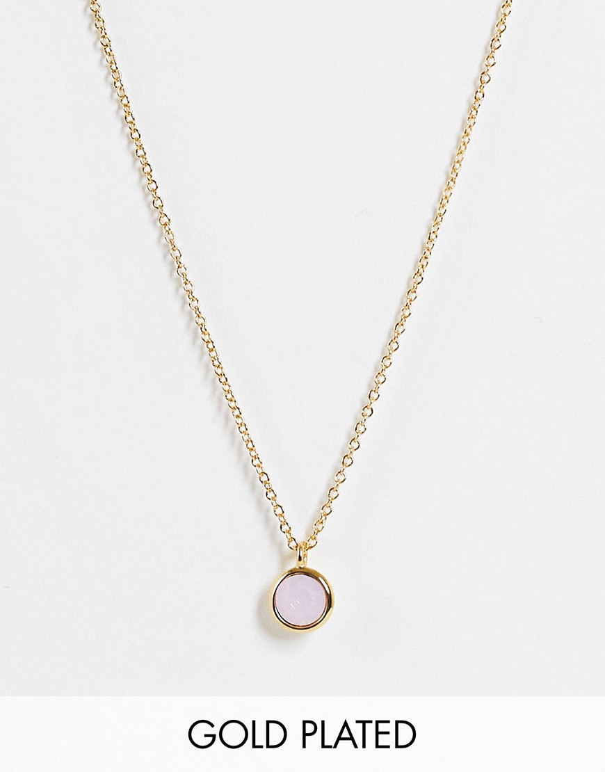 Orelia necklace with semi-precious rose opal pendant in gold plate