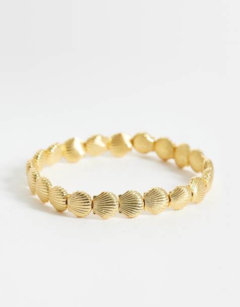 Orelia - Netal - 18karat guldbelagt armbånd med muslingedetaljer og stretch - view 1