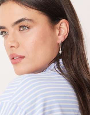 Orelia Orelia north star hoop earrings in sterling silver plated