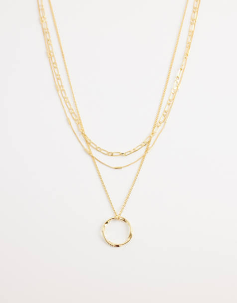 Orelia open circle chain layered necklace in 18k gold plated - view 1