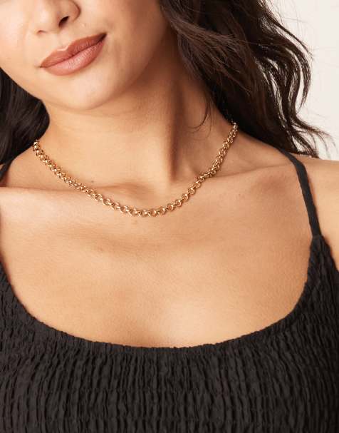 Orelia open circle link chain necklace 18"" in 18k gold plated - view 1