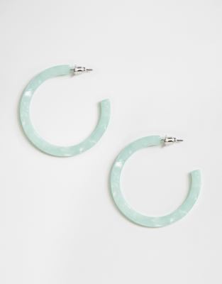 Orelia  Turkusowe otwarte kolczyki-ko?a z ?ywicy-Niebieski Seafoam blue