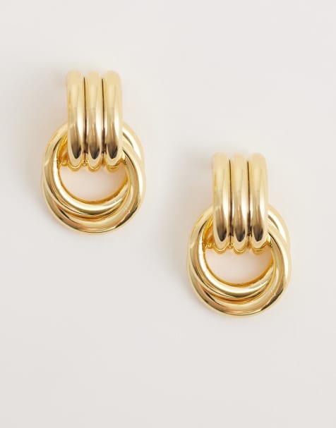 Orelia - Orecchini a bottone piccoli intrecciati placcati in oro 18 kt - view 1
