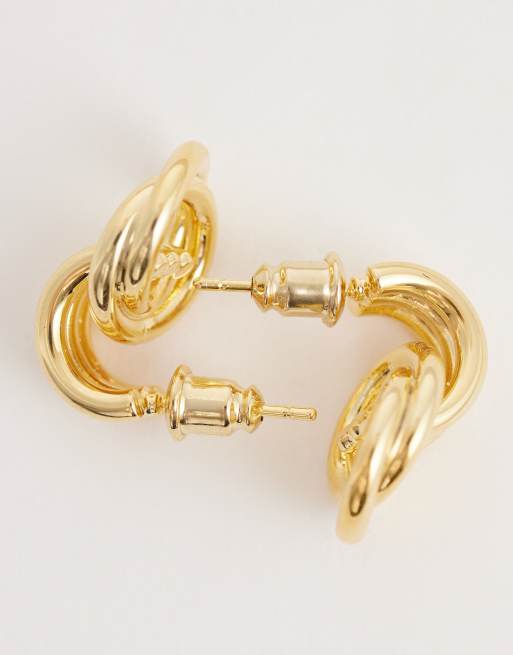 Orelia - Orecchini a bottone piccoli intrecciati placcati in oro 18 kt, 4 di 4