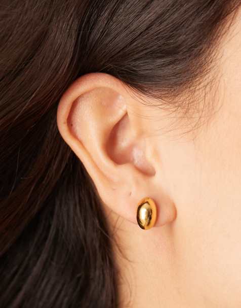 Orelia - Orecchini a bottone piccoli placcati oro 18 k lucidati con design bombato - view 1