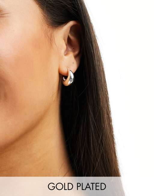 Orelia - Orecchini a cerchio color argento placcati oro 18 k con design bombato
