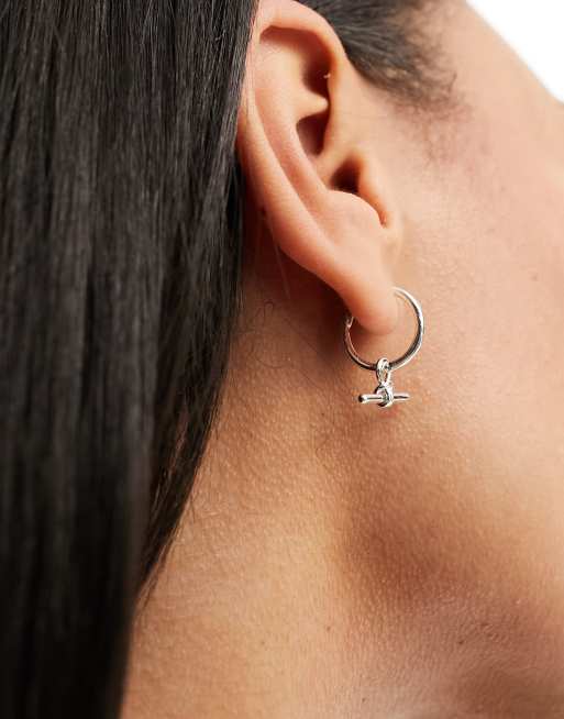 Orelia - Orecchini a cerchio con barretta in argento sterling