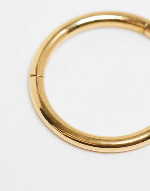 Orelia - Orecchini a cerchio da 10 mm placcati oro pallido con chiusura a scatto, 4 di 4