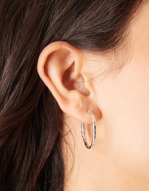 Orelia - Orecchini a cerchio medi lucidi placcati in argento sterling - view 1