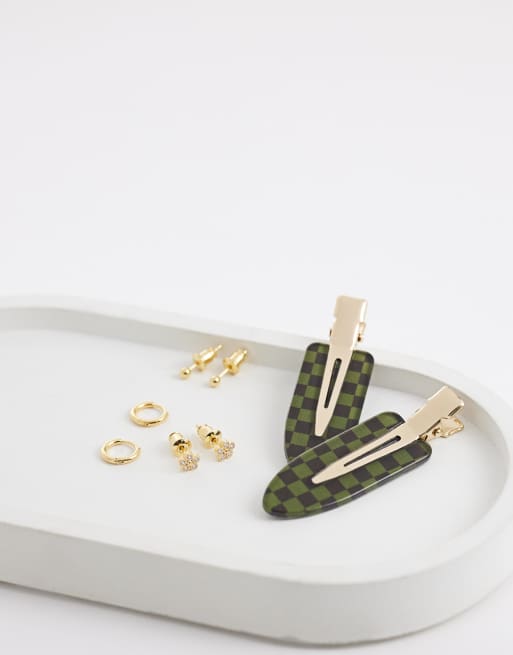 Orelia - Orecchini a cerchio micro e fiore con cristalli placcati oro 18K, 4 di 4