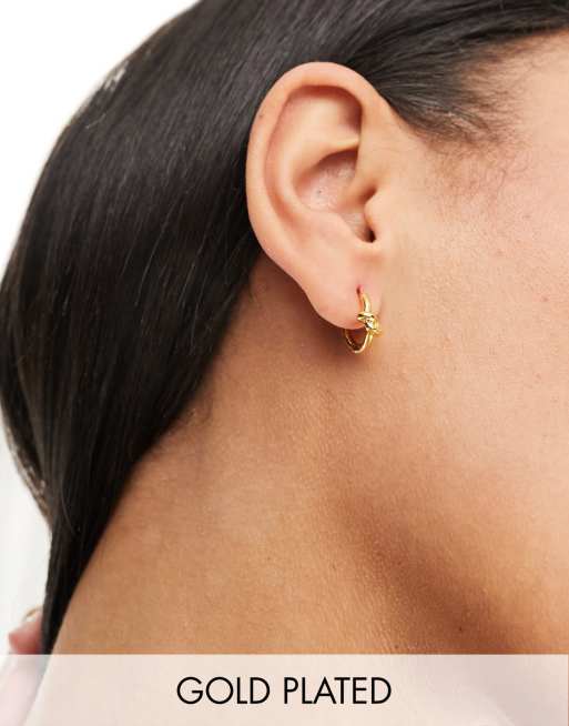 Orelia - Orecchini a cerchio piccolo con nodo placcati in oro 18k