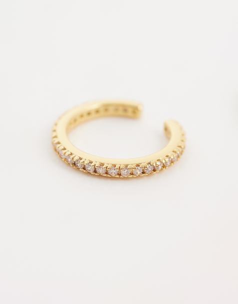 Orelia - Orecchino ear cuff ondulato sottile placcato in oro 18 kt con pavé - view 1