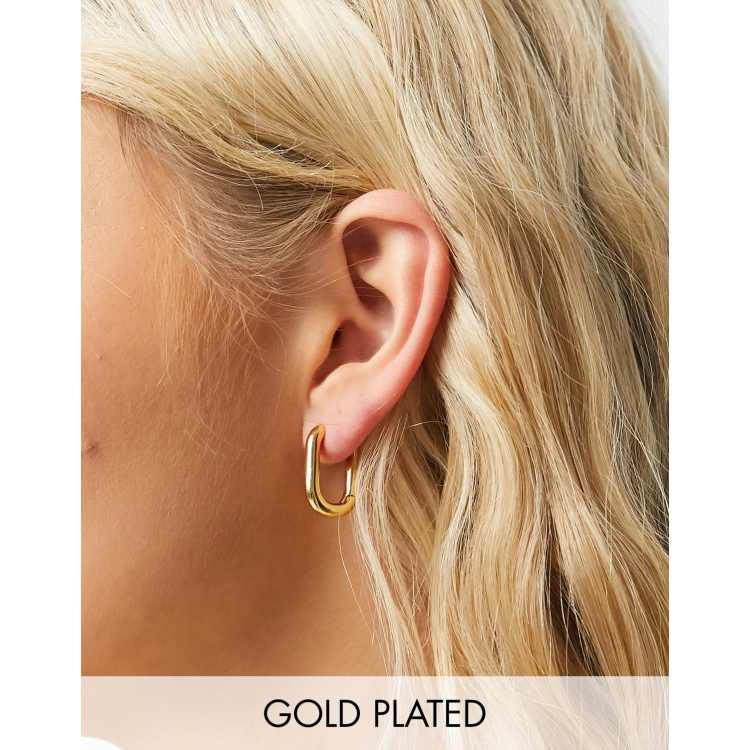 Oval hoop hot sale gold earrings