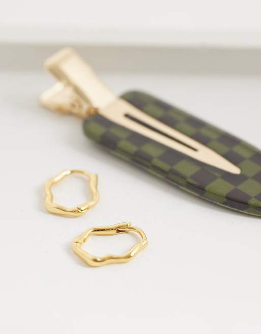 Orelia - Ovale golvende huggie oorringen in 18k verguld, 2 van 4