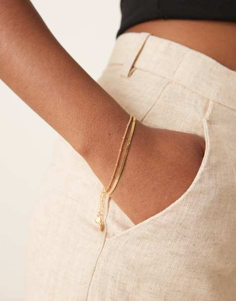 Orelia pack of 2 satellite and curb chain bracelets in 18k gold plated - view 1