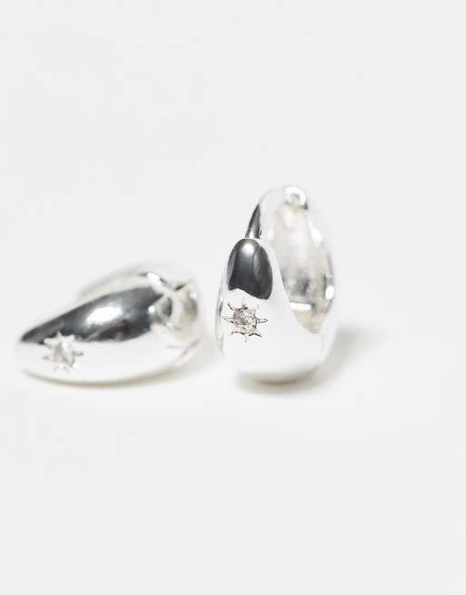 Orelia pack of 3 starburst, crystal stud and tapered hoop earrings in sterling silver, 2 of 3