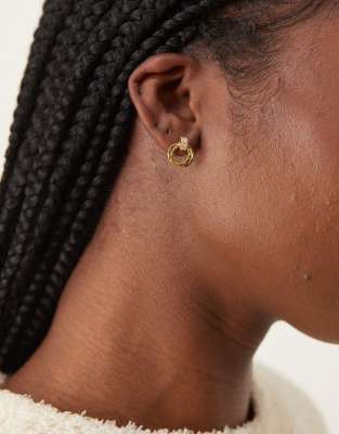 Orelia Orelia pave interlocking circle stud earrings in 18k gold plated