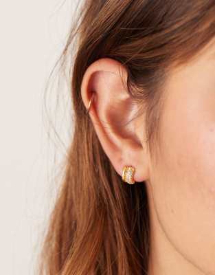 Orelia Orelia pave mini domed huggie stud earrings in 18k gold plated