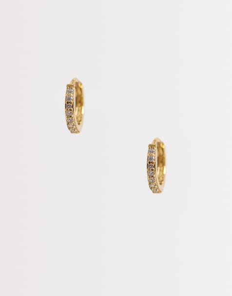 Orelia pave mini hoops in 18k gold plated - view 1