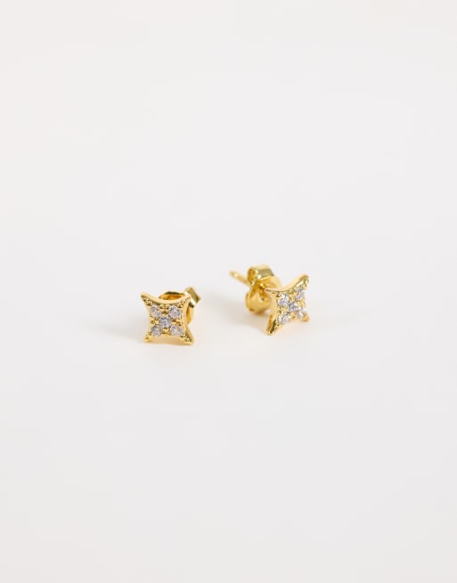 Orelia pave star stud earrings in 18k gold plated, 3 of 5