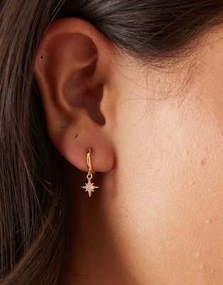 Orelia Orelia pave starburst huggie hoop earrings in gold plated