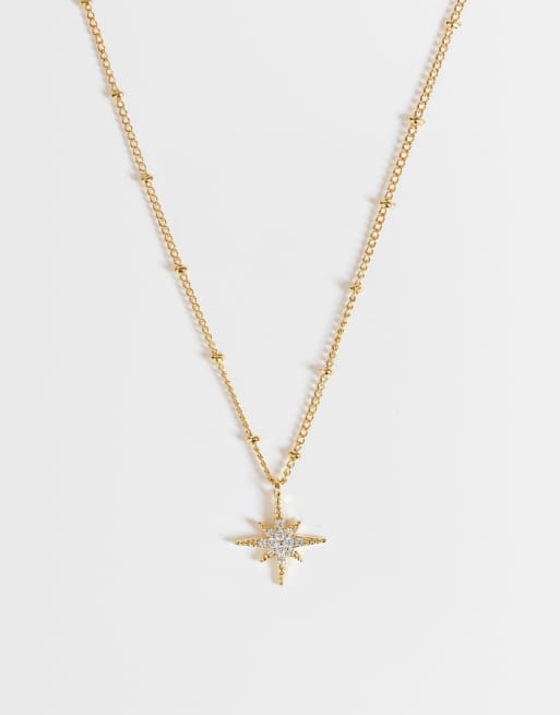 Orelia pave starburst satellite chain necklace in 18k gold plated with cream giftbox, 2 of 3